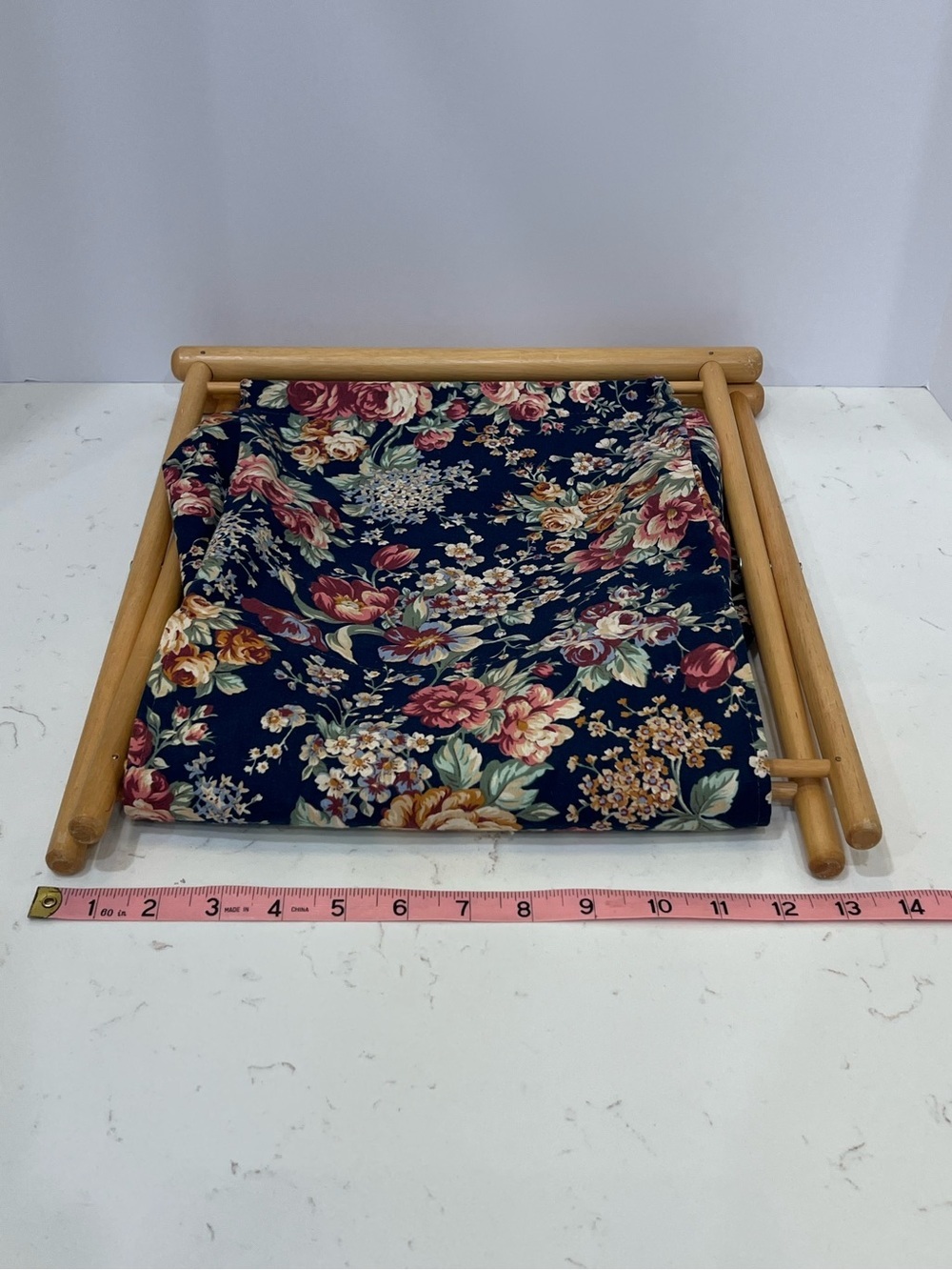 Vintage Foldable Wooden Sewing Basket Floral Knitting Craft Storage Caddy - Picture 14 of 15